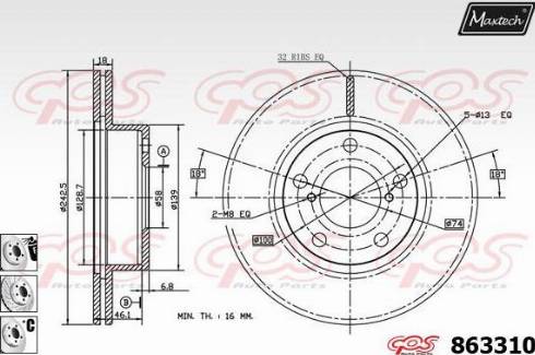 Maxtech 863310.6880 - Brake Disc www.autospares.lv