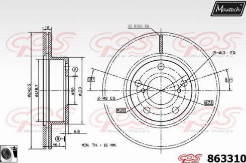 Maxtech 863310.0060 - Brake Disc www.autospares.lv