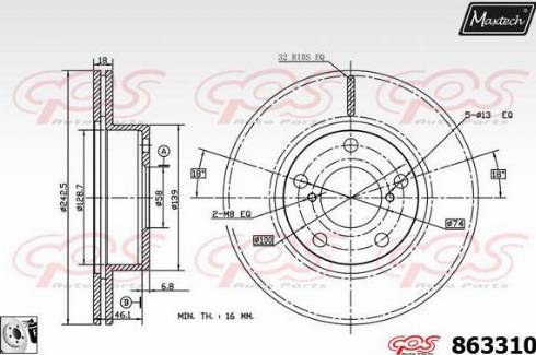 Maxtech 863310.0080 - Brake Disc www.autospares.lv