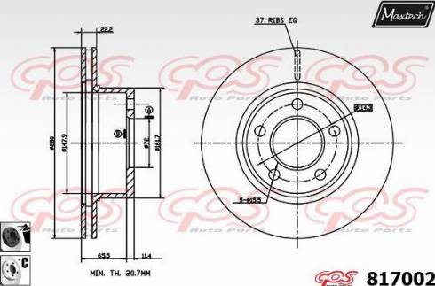 Maxtech 817002.6060 - Bremžu diski www.autospares.lv