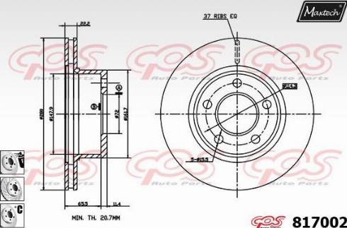 Maxtech 817002.6880 - Bremžu diski www.autospares.lv