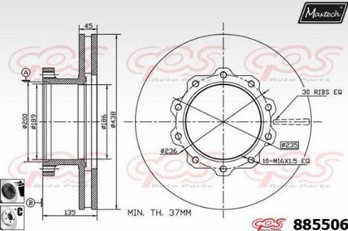 Maxtech 885506.6060 - Bremžu diski www.autospares.lv