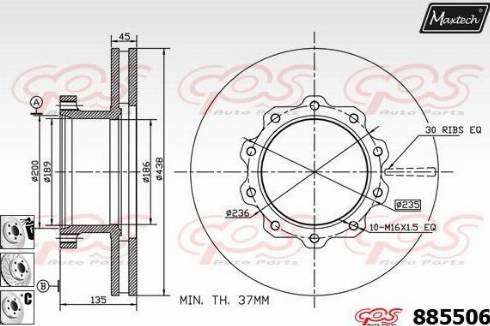 Maxtech 885506.6880 - Bremžu diski www.autospares.lv