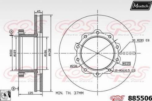 Maxtech 885506.0080 - Bremžu diski www.autospares.lv