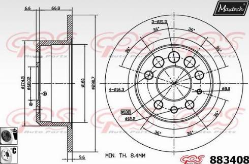 Maxtech 883408.6060 - Bremžu diski www.autospares.lv