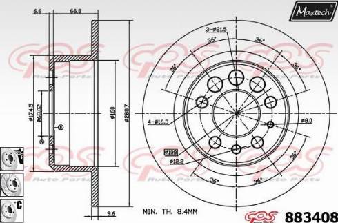 Maxtech 883408.6880 - Brake Disc www.autospares.lv