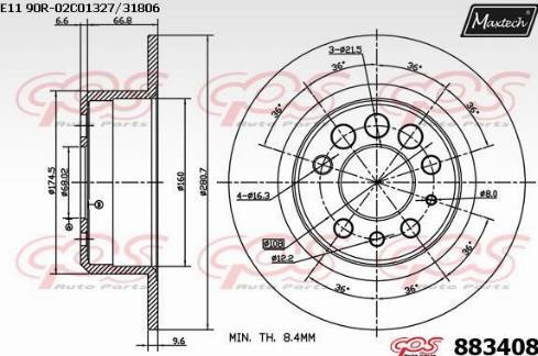 Maxtech 883408.0000 - Bremžu diski autospares.lv