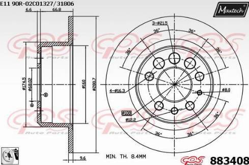 Maxtech 883408.0080 - Bremžu diski autospares.lv