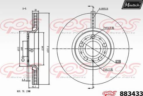 Maxtech 883433.0000 - Bremžu diski autospares.lv