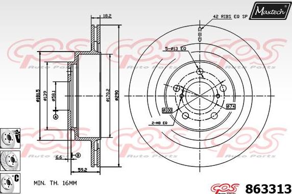 Maxtech 831213 - Bremžu diski www.autospares.lv