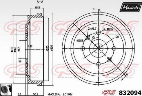 Maxtech 832094.0060 - Тормозной барабан www.autospares.lv