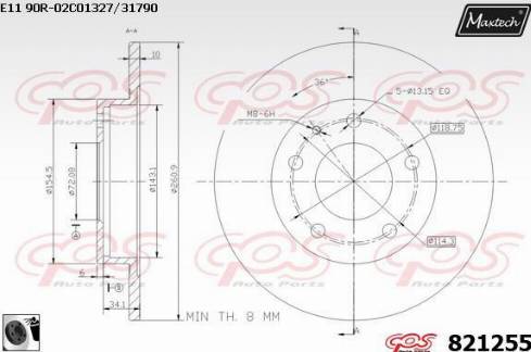 Maxtech 821255.0060 - Bremžu diski www.autospares.lv