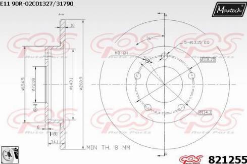 Maxtech 821255.0080 - Bremžu diski www.autospares.lv