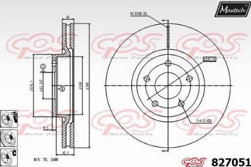 Maxtech 827051.6880 - Brake Disc www.autospares.lv