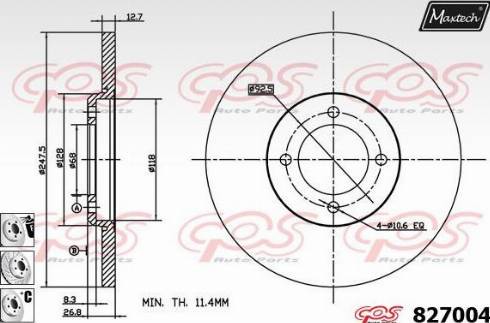 Maxtech 827004.6880 - Bremžu diski www.autospares.lv