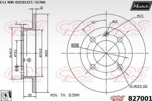 Maxtech 827001.0080 - Bremžu diski autospares.lv