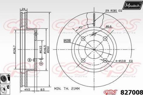 Maxtech 827008.6060 - Bremžu diski www.autospares.lv