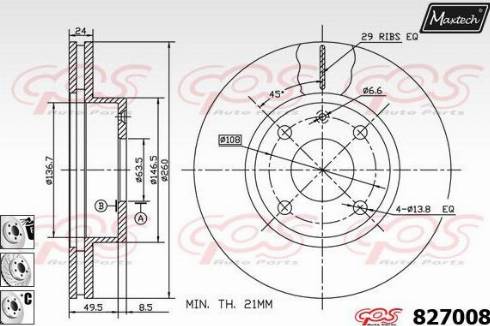 Maxtech 827008.6880 - Bremžu diski www.autospares.lv