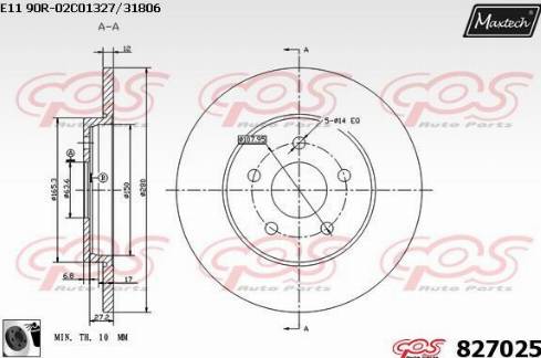 Maxtech 827025.0060 - Bremžu diski autospares.lv