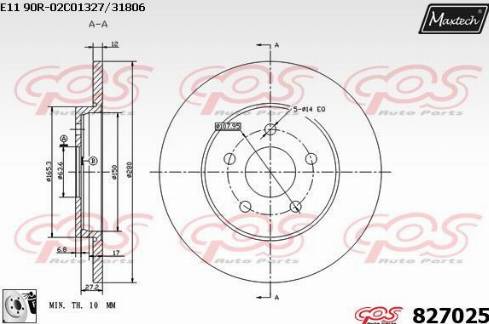 Maxtech 827025.0080 - Bremžu diski autospares.lv