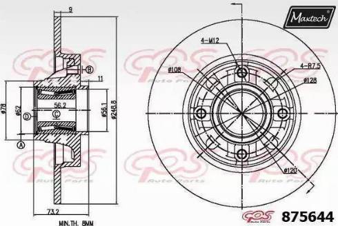 Maxtech 875644.0005 - Тормозной диск www.autospares.lv