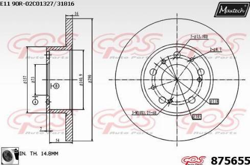 Maxtech 875655.0060 - Тормозной диск www.autospares.lv