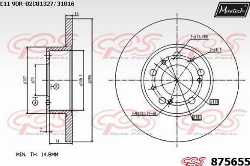 Maxtech 875655.0000 - Тормозной диск www.autospares.lv