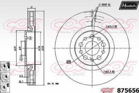 Maxtech 875656.6980 - Bremžu diski autospares.lv