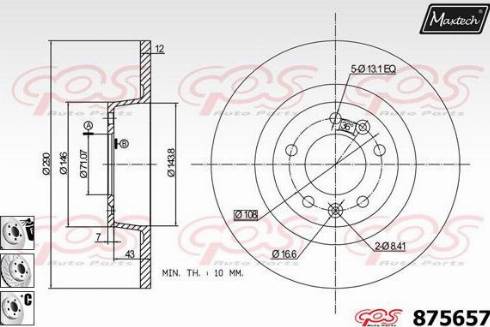 Maxtech 875657.6980 - Bremžu diski www.autospares.lv