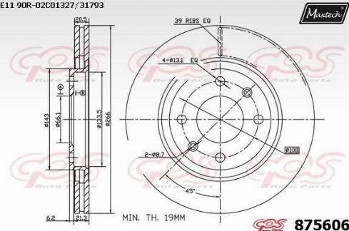 Maxtech 875606.0000 - Тормозной диск www.autospares.lv