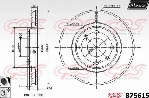 Maxtech 875615.6060 - Тормозной диск www.autospares.lv