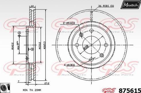 Maxtech 875615.0060 - Тормозной диск www.autospares.lv