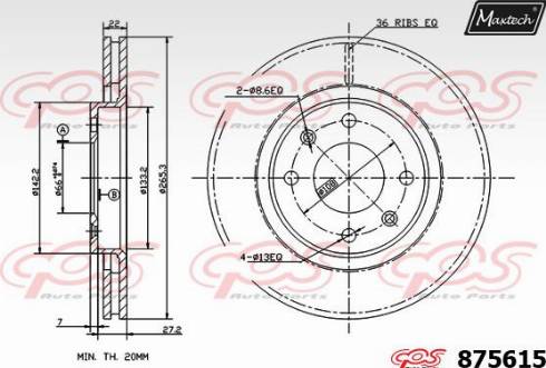 Maxtech 875615.0000 - Тормозной диск www.autospares.lv