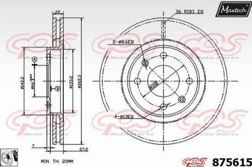 Maxtech 875615.0080 - Тормозной диск www.autospares.lv