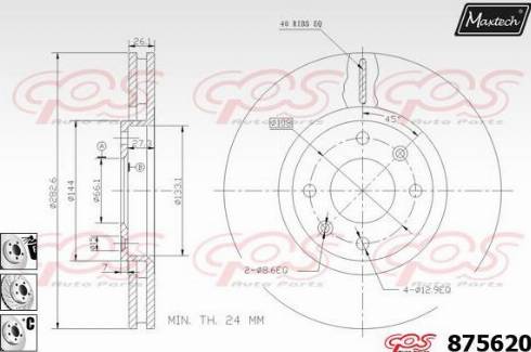 Maxtech 875620.6880 - Тормозной диск www.autospares.lv