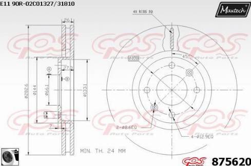 Maxtech 875620.0060 - Тормозной диск www.autospares.lv