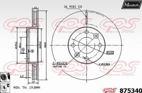 Maxtech 875340.6060 - Bremžu diski www.autospares.lv