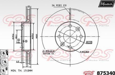 Maxtech 875340.6880 - Bremžu diski www.autospares.lv