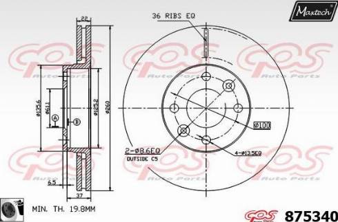 Maxtech 875340.0060 - Bremžu diski www.autospares.lv