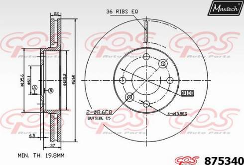 Maxtech 875340.0000 - Bremžu diski www.autospares.lv