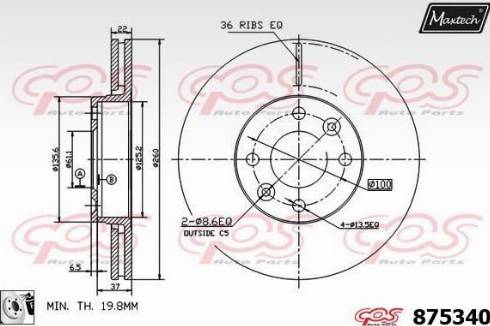 Maxtech 875340.0080 - Bremžu diski www.autospares.lv