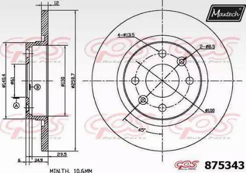 Maxtech 875343.0000 - Bremžu diski www.autospares.lv