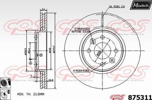 Maxtech 875311.6060 - Bremžu diski www.autospares.lv