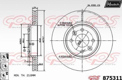 Maxtech 875311.6880 - Bremžu diski www.autospares.lv