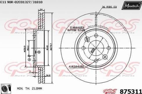 Maxtech 875311.0060 - Bremžu diski www.autospares.lv