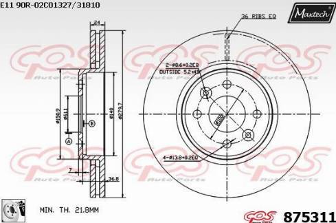 Maxtech 875311.0080 - Bremžu diski autospares.lv