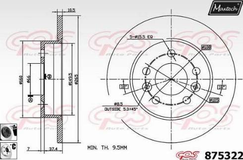 Maxtech 875322.6060 - Тормозной диск www.autospares.lv