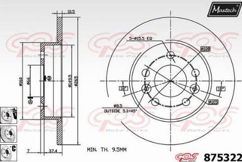 Maxtech 875322.6880 - Тормозной диск www.autospares.lv