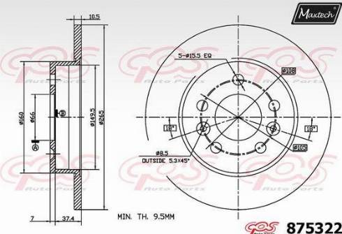 Maxtech 875322.0000 - Тормозной диск www.autospares.lv