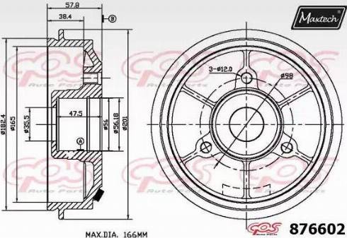 Maxtech 876602.0006 - Тормозной барабан www.autospares.lv